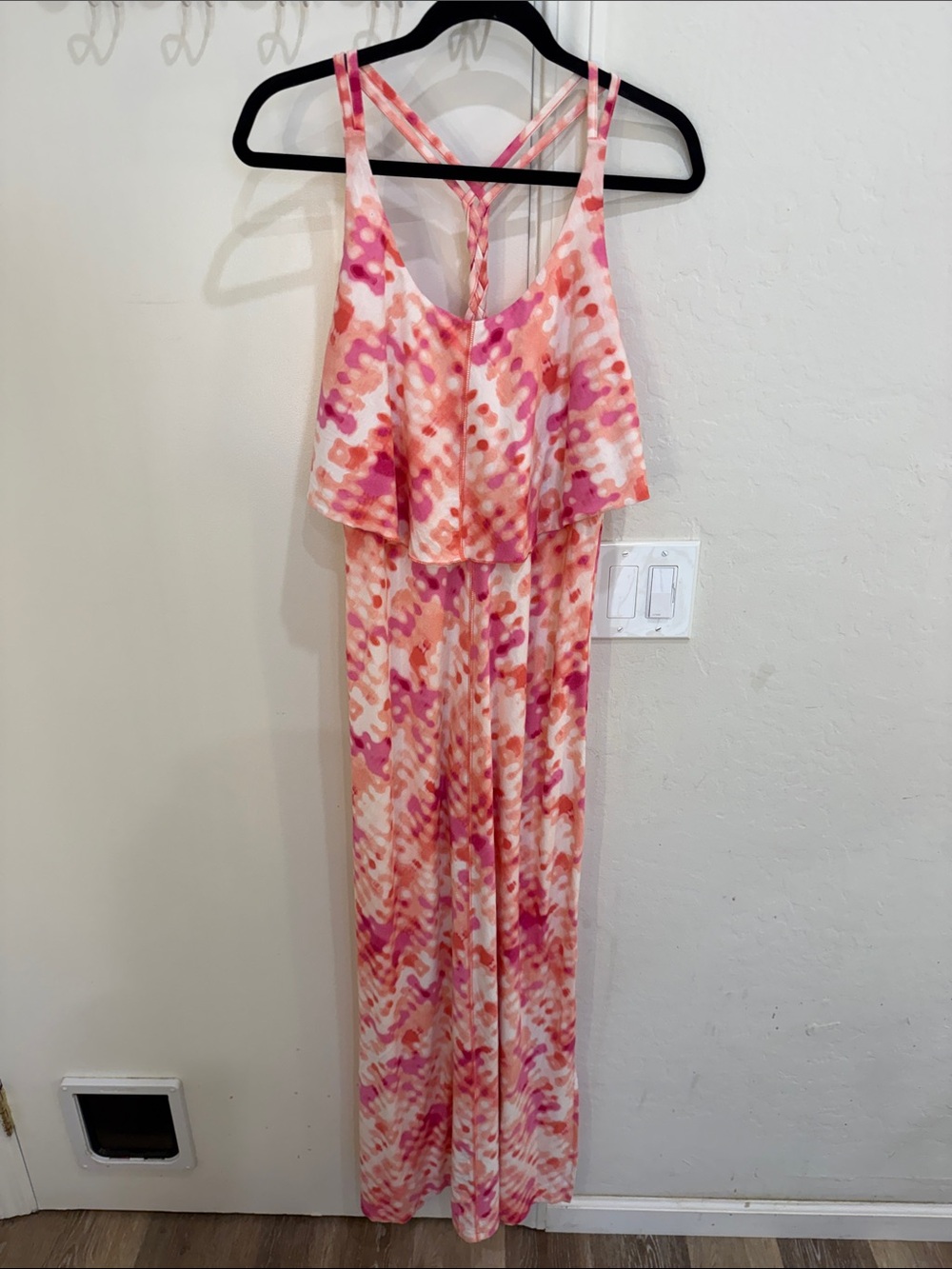 Patagonia Women's Pink Tie-Dye Maxi Dress- built-in bra - XL